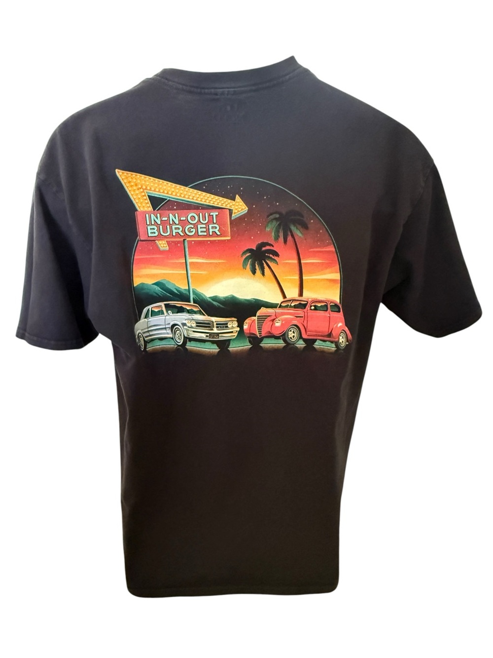 In-N-Out Burger Black Retro Sunset Graphic Tee Shirt Men L Large